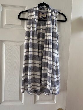 Anthropologie Saturday Sunday Striped Sleeveless Open Cardigan - Navy & White
